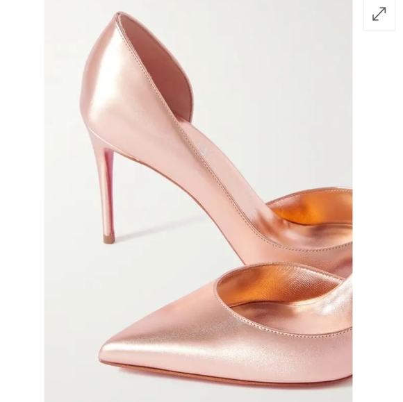 NWT$900 LOUBOUTIN Iriza 85 Leche Silk Satin Metallic Leather Heel Pumps Sz 38.5 - Picture 5 of 14